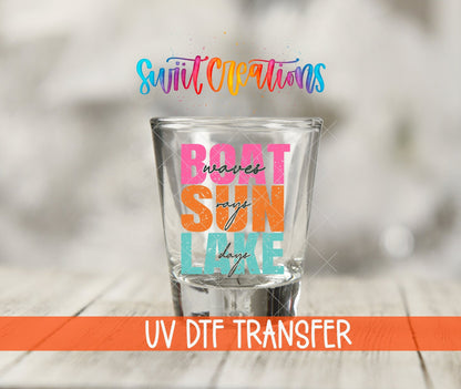 Boat Wave Sun Rays Lake Days UV DTF Shot Glass Transfer | SG850 - Swiit Creations