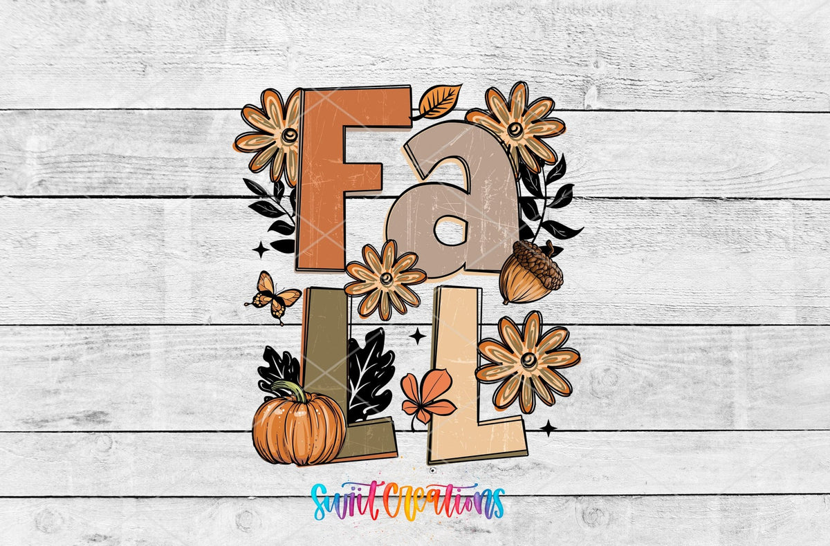 Boho Fall UV DTF transfer shown as a full artwork preview from Swiit Creations
