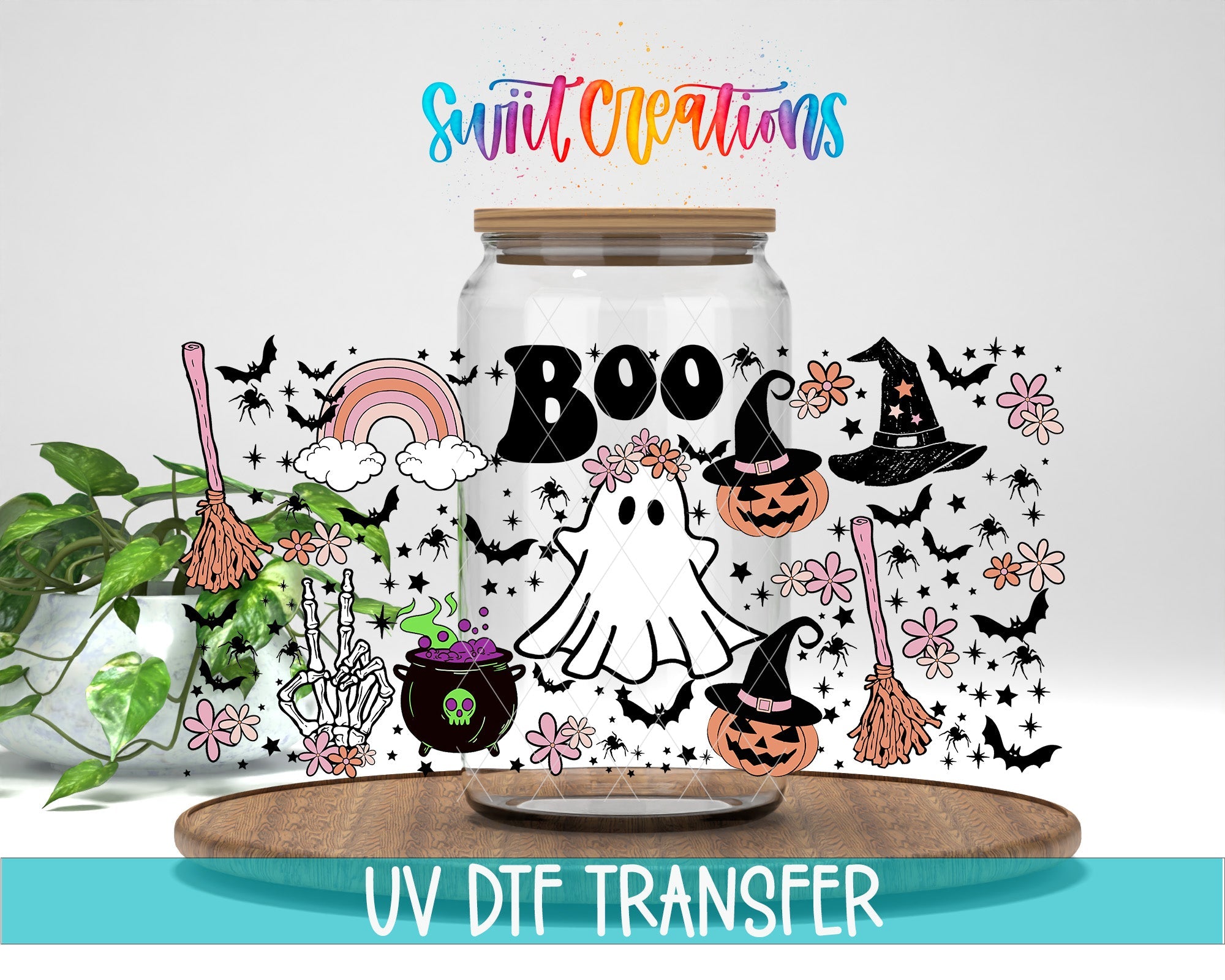 Boo Ghost Pumpkin Witchy UV DTF Transfer Tumbler Wrap | DTF148 - Swiit Creations