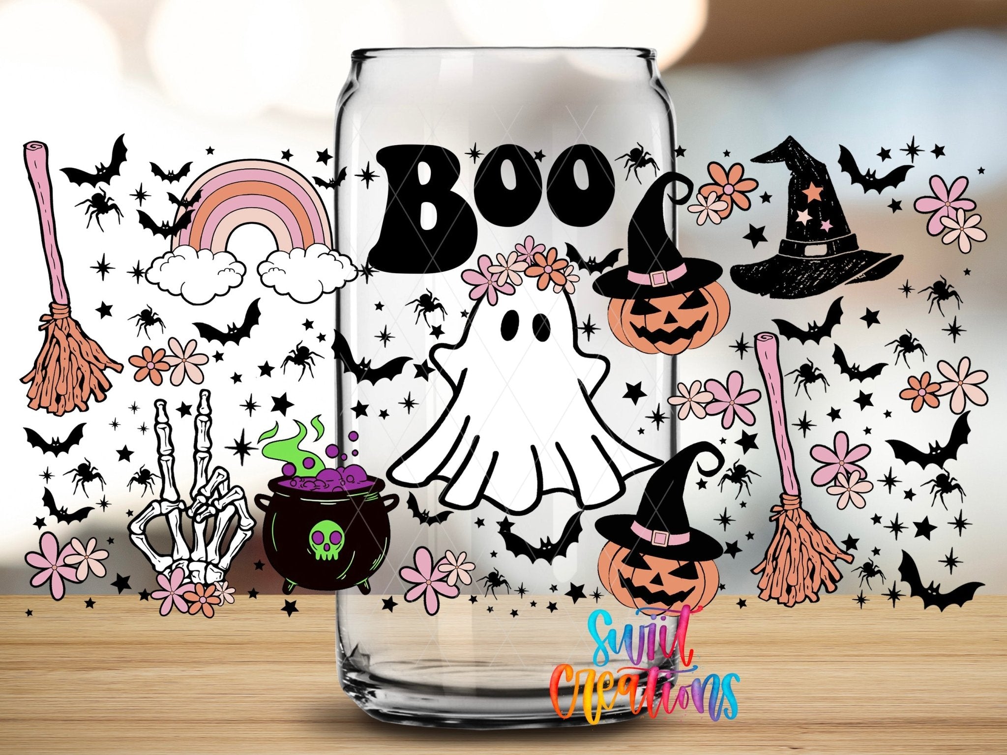 Boo Ghost Pumpkin Witchy UV DTF Transfer Tumbler Wrap | DTF148 - Swiit Creations