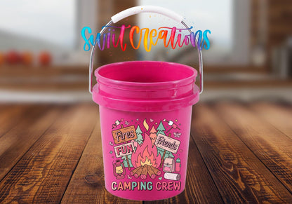 Camping Crew Mini Bucket UV DTF Transfer | Campfire Glamping Bucket Decal | MB1998 - Swiit Creations