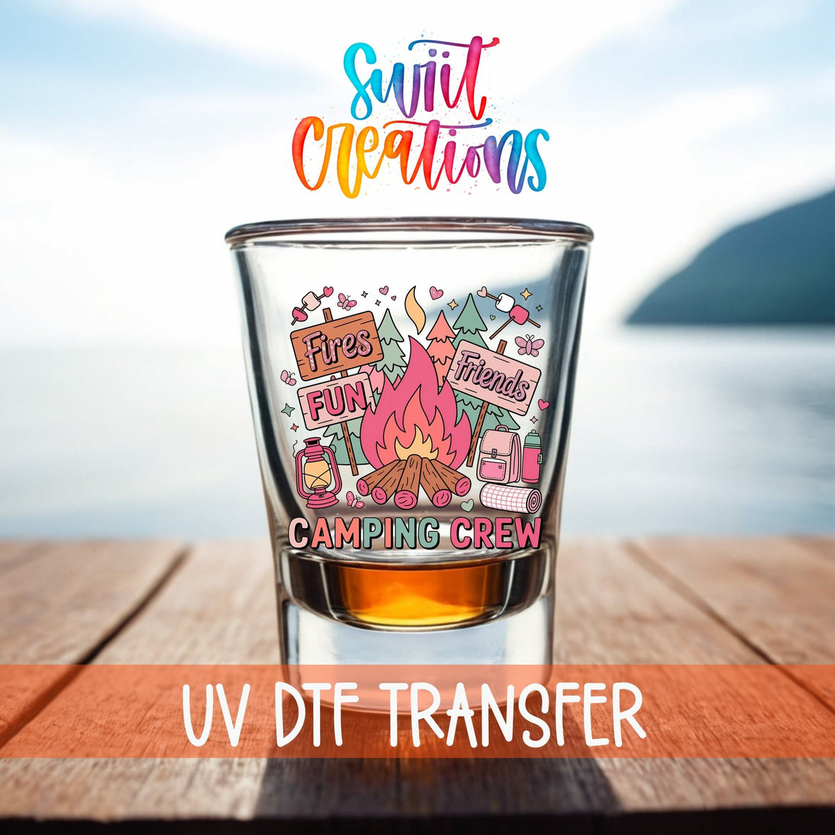 Camping Crew UV DTF Shot Glass Transfer | SG1998 - Swiit Creations