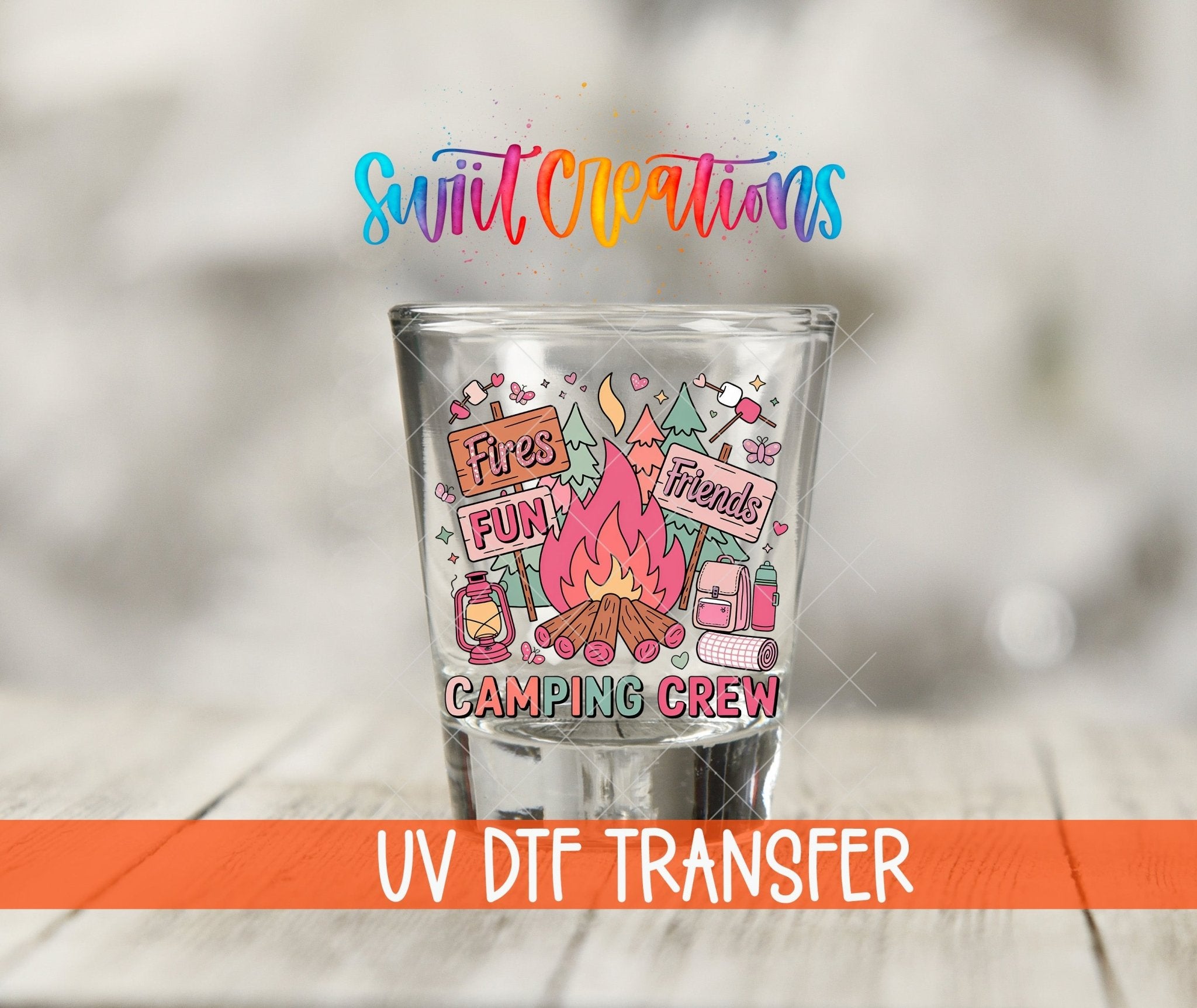 Camping Crew UV DTF Shot Glass Transfer | SG1998 - Swiit Creations