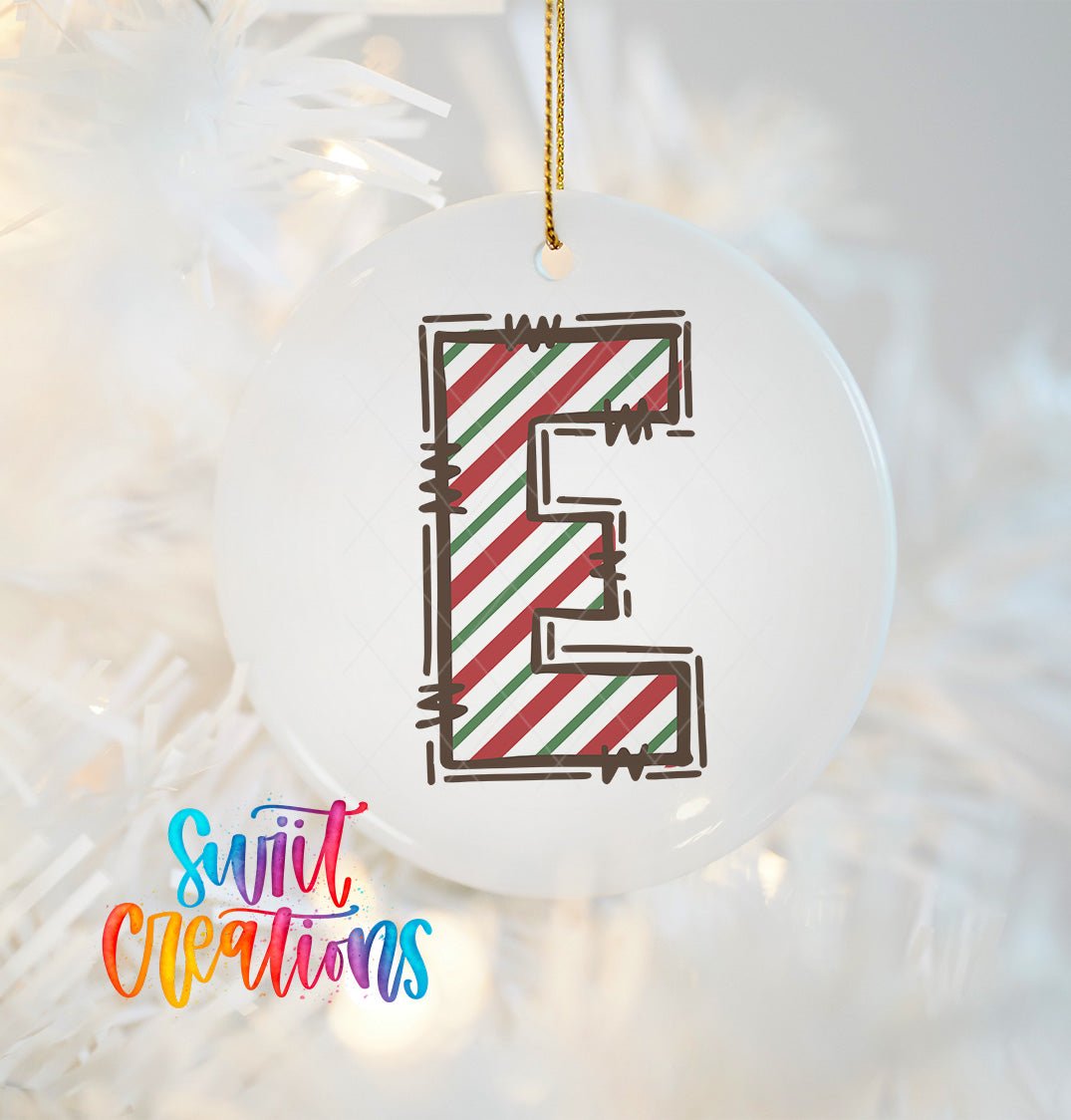 Candy Cane Christmas UV DTF Ornament Decal | Initial Letter Transfer for DIY Holiday Decor | Personalized Alphabet Design | CF01 - Swiit Creations