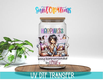 Swiit Creations UV DTF Cat Mom Fur Mama transfer displayed on a clear jar mockup