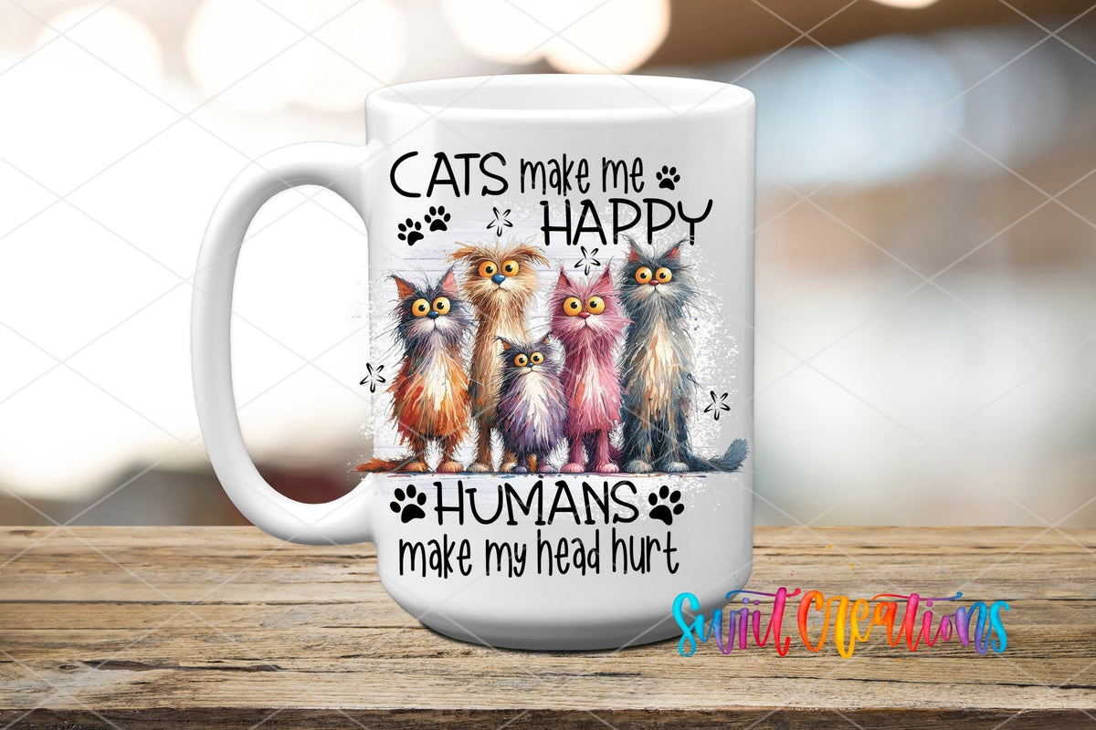Cats Make Me Happy Humans Hurt My Heart UV DTF Cup Decal | UV982 - Swiit Creations