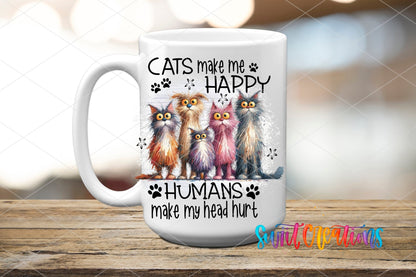 Cats Make Me Happy Humans Hurt My Heart UV DTF Cup Decal | UV982 - Swiit Creations