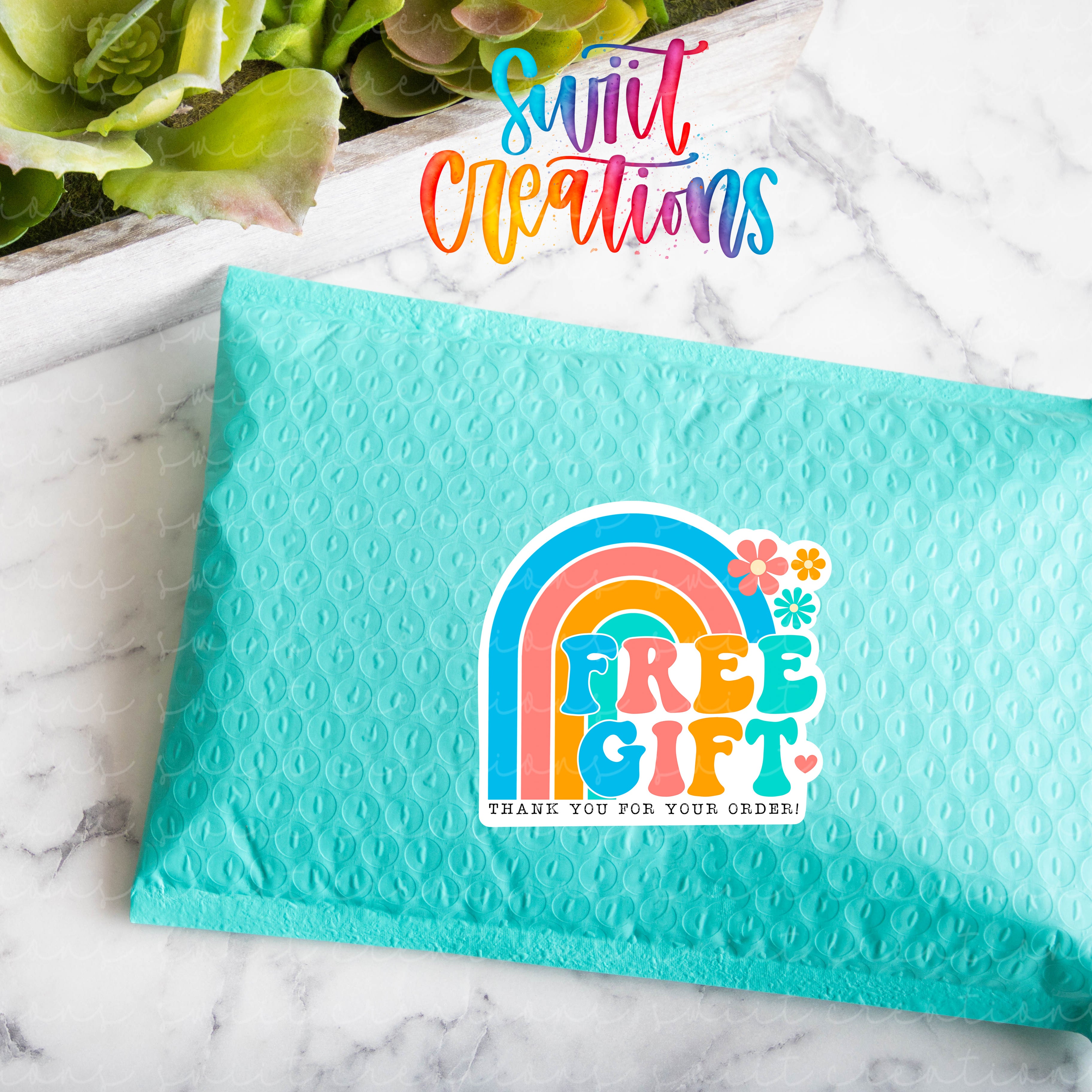 a green bag with a rainbow sticker on it