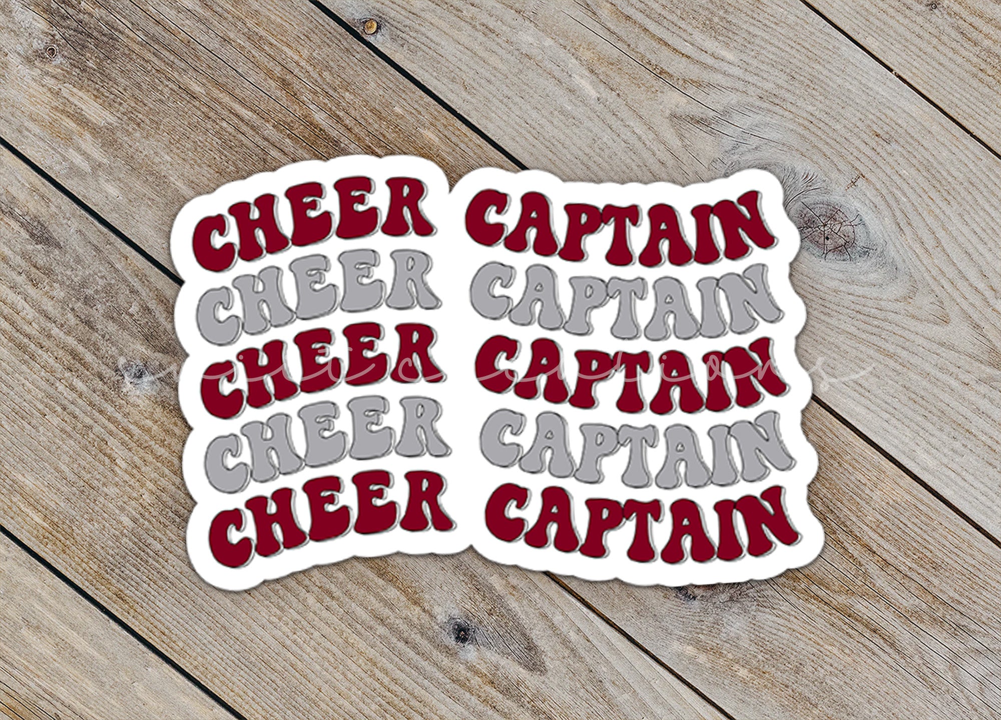 a sticker that says cheer captain, cheer captain, cheer captain, cheer captain