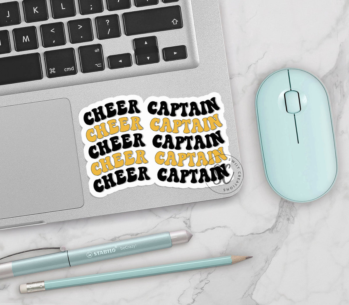 Cheer Captain Sticker Black and Gold SS805 - Swiit Creations