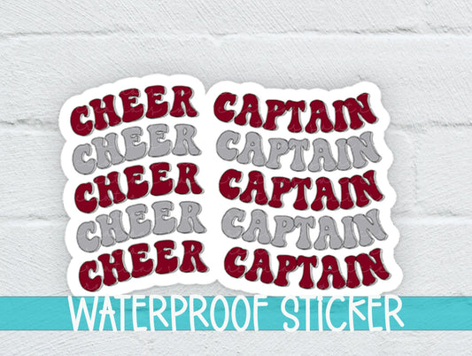 Cheer Captain Sticker Silver and Maroon SS766 - Swiit Creations