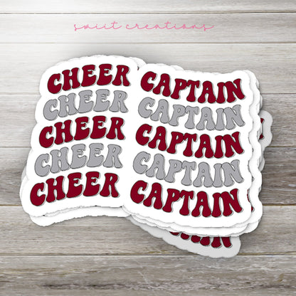 Cheer Captain Sticker Silver and Maroon SS766 - Swiit Creations