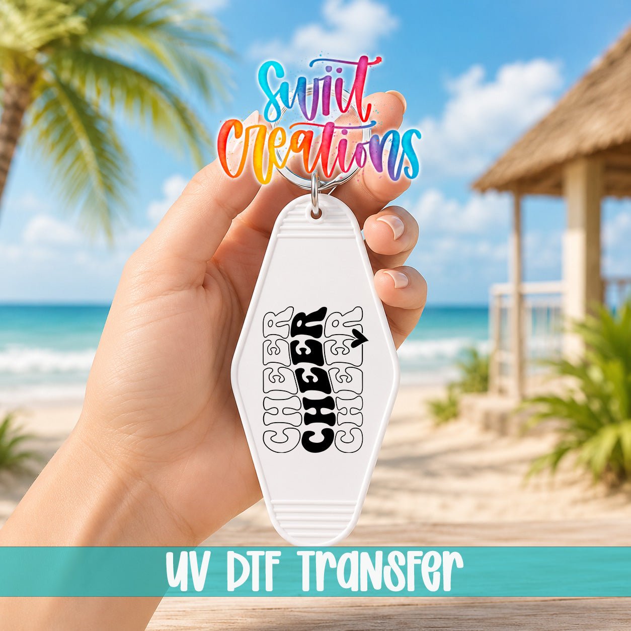 Cheer Cheer Cheer Motel Keychain UV DTF Transfer | Cheerleading Retro Decal | MK2130 - Swiit Creations