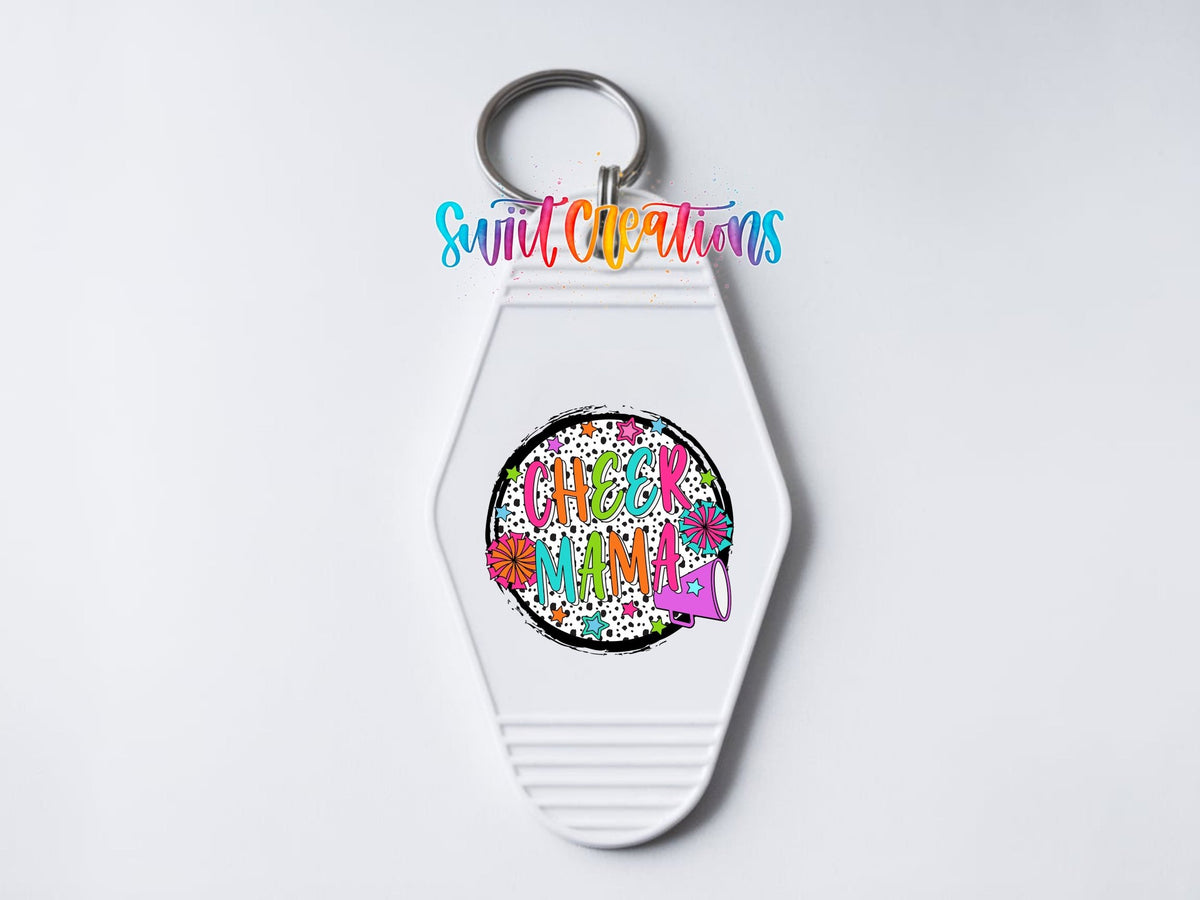 Cheer Mama Motel Keychain UV DTF Transfer | Pom Pom Sports Mom Design | MK1031 - Swiit Creations