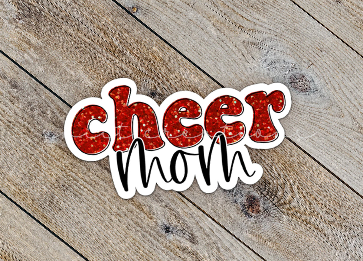 Cheer Mom Red Glitter Sticker SS740 - Swiit Creations