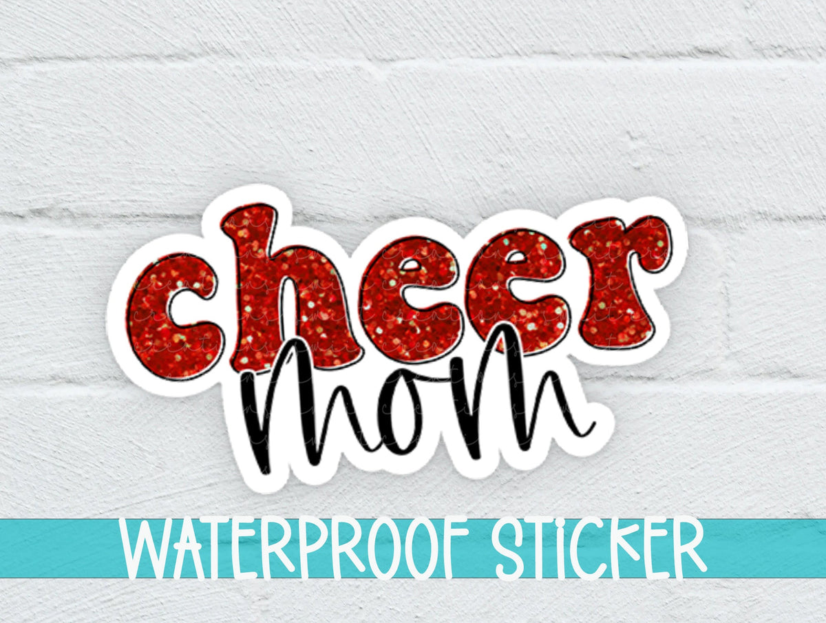 Cheer Mom Red Glitter Sticker SS740 - Swiit Creations