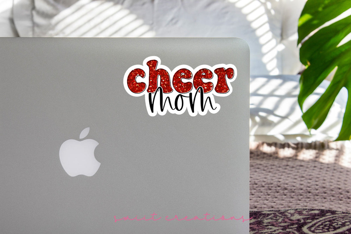 Cheer Mom Red Glitter Sticker SS740 - Swiit Creations