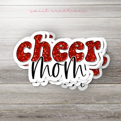 Cheer Mom Red Glitter Sticker SS740 - Swiit Creations