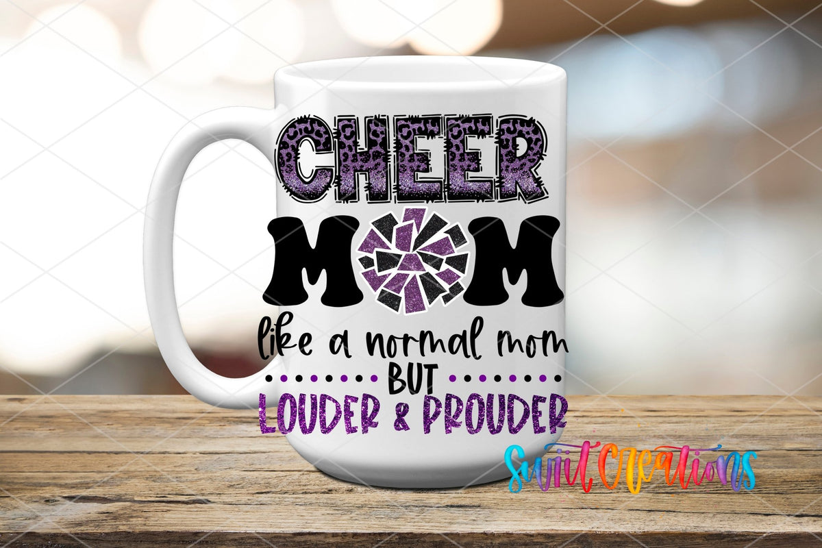 Cheer Mom UV DTF Wrap Purple Leopard Glitter Tumbler Decal | UV1531 - Swiit Creations