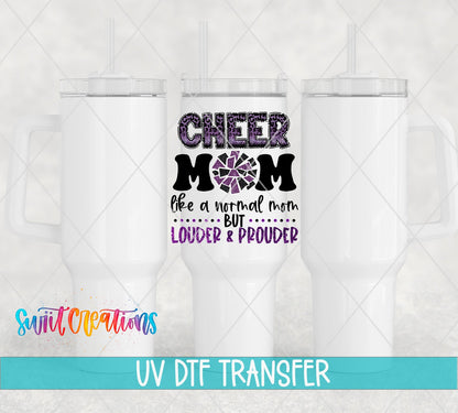 Cheer Mom UV DTF Wrap Purple Leopard Glitter Tumbler Decal | UV1531 - Swiit Creations