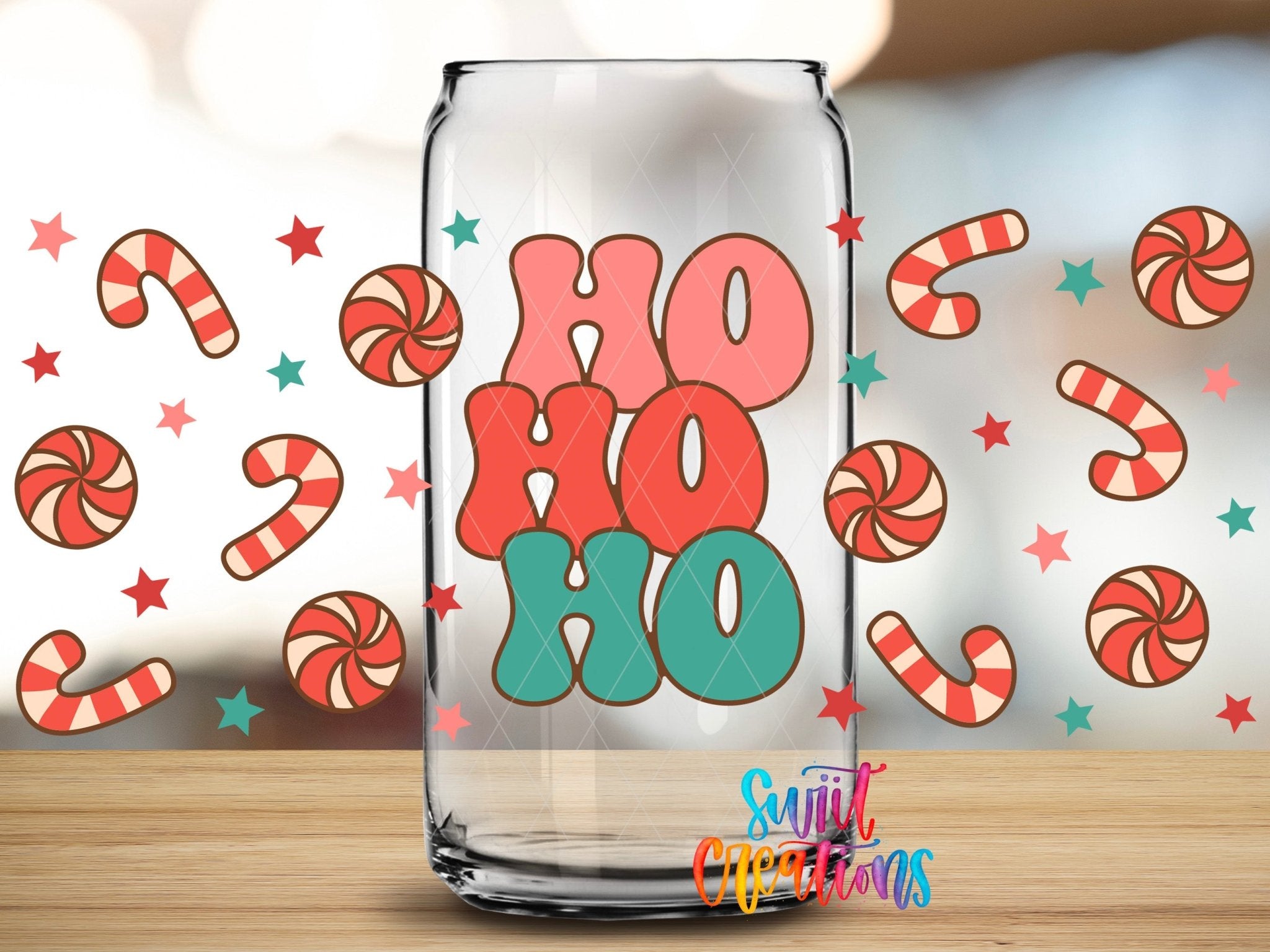 Christmas Candy Cane and Stars UV DTF Wrap | DTF208 - Swiit Creations