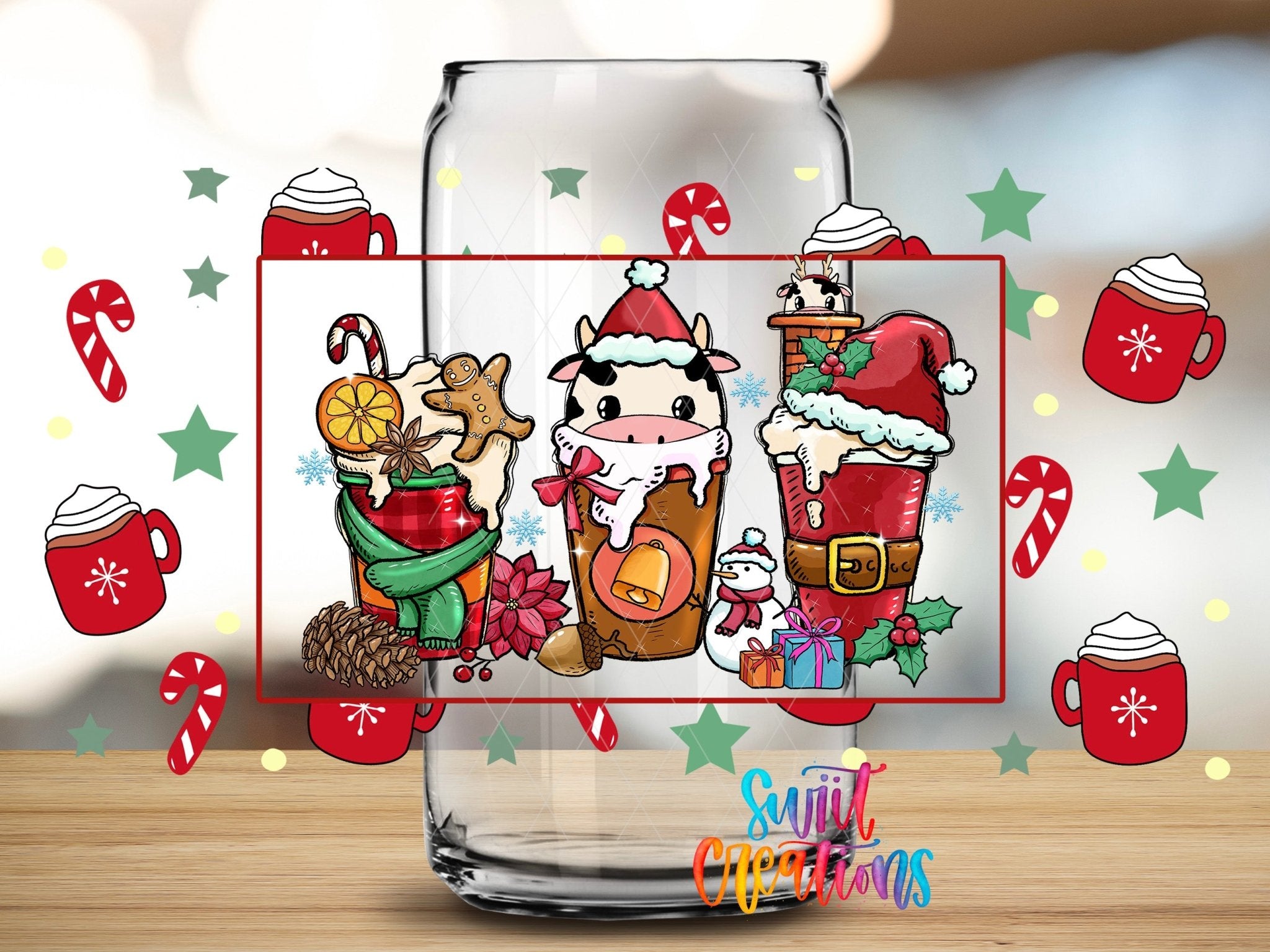 Christmas Coffee Cow UV DTF Transfer Tumbler Wrap | DTF168 - Swiit Creations