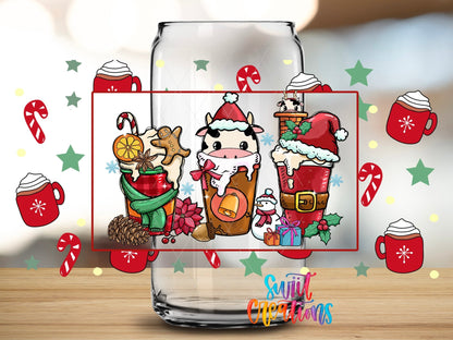 Christmas Coffee Cow UV DTF Transfer Tumbler Wrap | DTF168 - Swiit Creations
