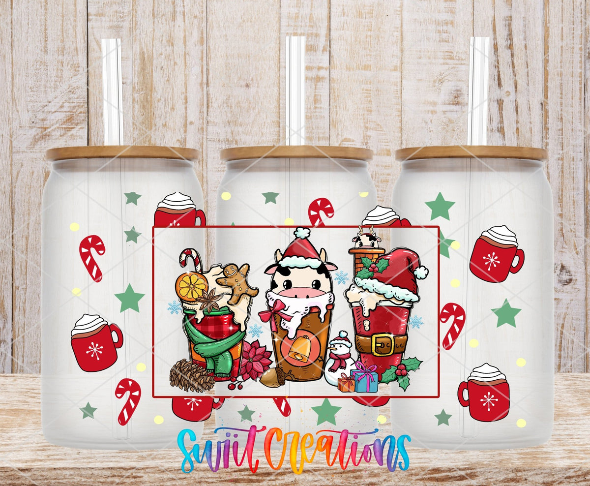 Christmas Coffee Cow UV DTF Transfer Tumbler Wrap | DTF168 - Swiit Creations
