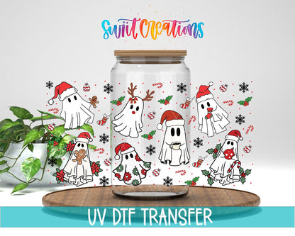 Christmas Ghosts Santa Hat UV DTF Transfer Tumbler Wrap | DTF200 - Swiit Creations
