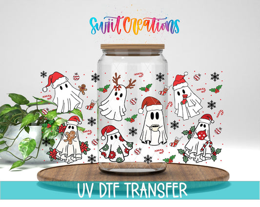 Christmas Ghosts Santa Hat UV DTF Transfer Tumbler Wrap | DTF200 - Swiit Creations