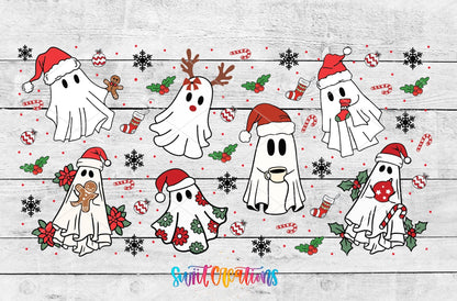 Christmas Ghosts Santa Hat UV DTF Transfer Tumbler Wrap | DTF200 - Swiit Creations
