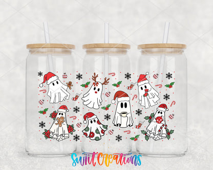 Christmas Ghosts Santa Hat UV DTF Transfer Tumbler Wrap | DTF200 - Swiit Creations