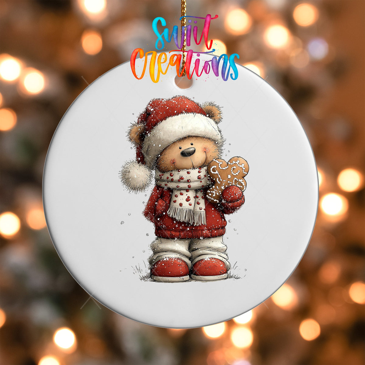 Christmas Santa Teddy Bear UV DTF Ornament Transfer | O-1784 - Swiit Creations