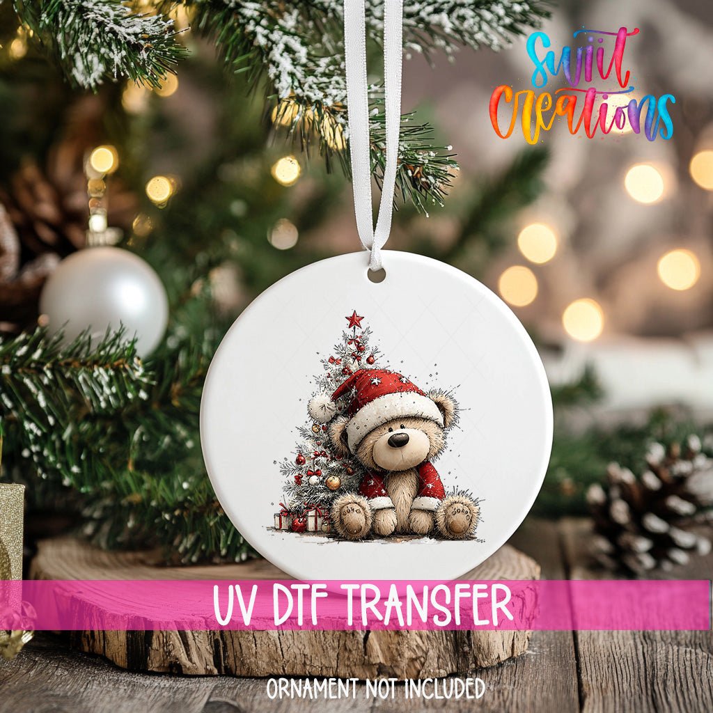 Christmas Teddy Bear UV DTF Ornament Transfer | O-1795 - Swiit Creations