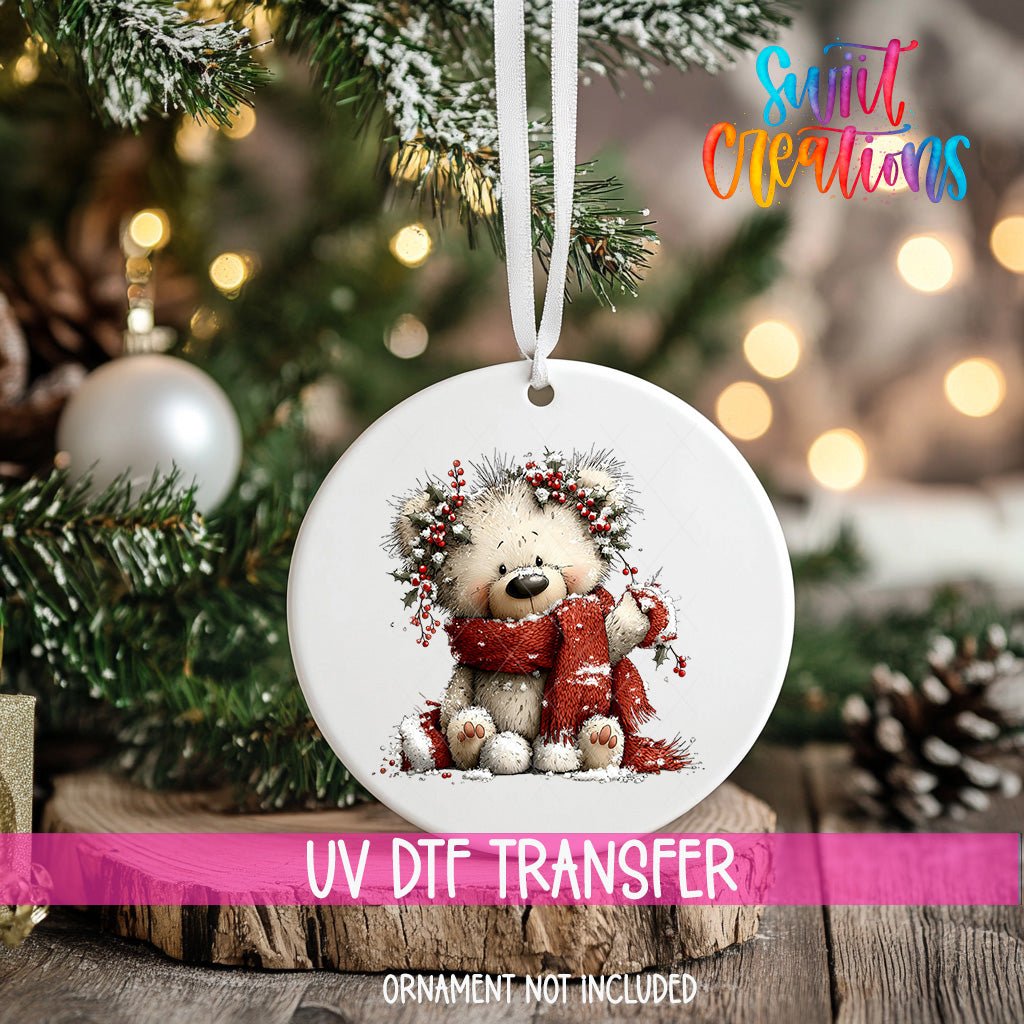 Christmas Teddy Bear UV DTF Ornament Transfer | O-1803 - Swiit Creations
