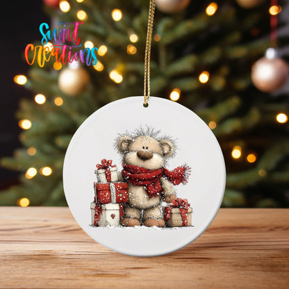 Christmas Teddy Bear with Gifts UV DTF Ornament Transfer | O-1783 - Swiit Creations