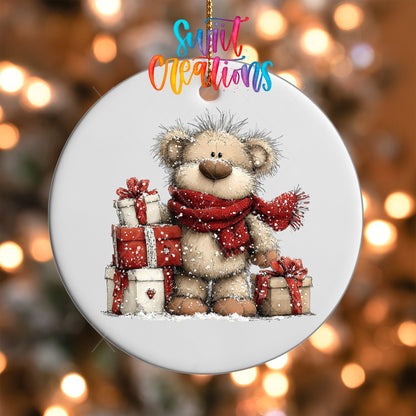 Christmas Teddy Bear with Gifts UV DTF Ornament Transfer | O-1783 - Swiit Creations