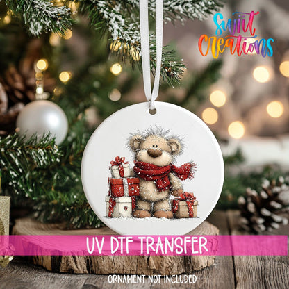 Christmas Teddy Bear with Gifts UV DTF Ornament Transfer | O-1783 - Swiit Creations