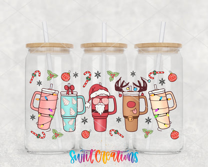Christmas Tumblers Santa Reindeer Pastel Holiday Cups UV DTF Transfer Tumbler Wrap | DTF015 - Swiit Creations