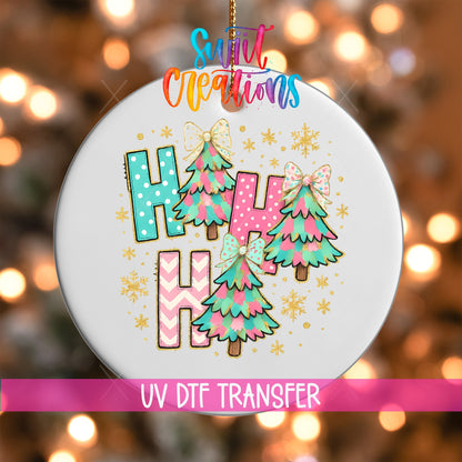 Christmas UV DTF Ornament Transfer | Colorful Trees & Glitter Bows | O-1730 - Swiit Creations