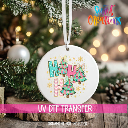 Christmas UV DTF Ornament Transfer | Colorful Trees & Glitter Bows | O-1730 - Swiit Creations