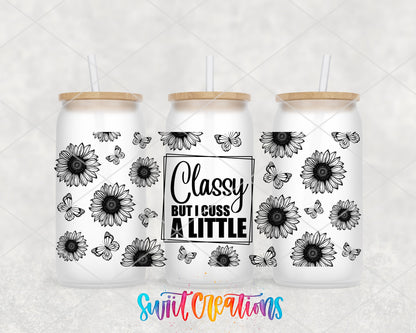 Classy But I Cuss A Little UV DTF Transfer Tumbler Wrap | Black Floral Butterfly | DTF064 - Swiit Creations