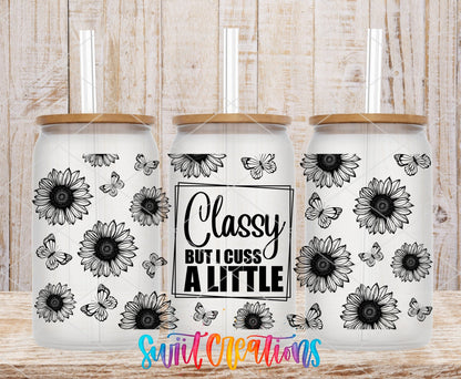 Classy But I Cuss A Little UV DTF Transfer Tumbler Wrap | Black Floral Butterfly | DTF064 - Swiit Creations