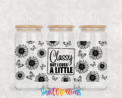 Classy But I Cuss A Little UV DTF Transfer Tumbler Wrap | Black Floral Butterfly | DTF064 - Swiit Creations