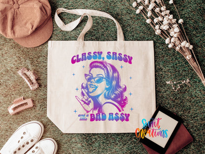Classy Sassy Bad Assy Large Canvas Tote | LLT1519 - Swiit Creations