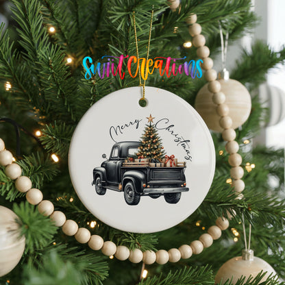 Vintage Christmas Tree Truck Christmas ornament product photo