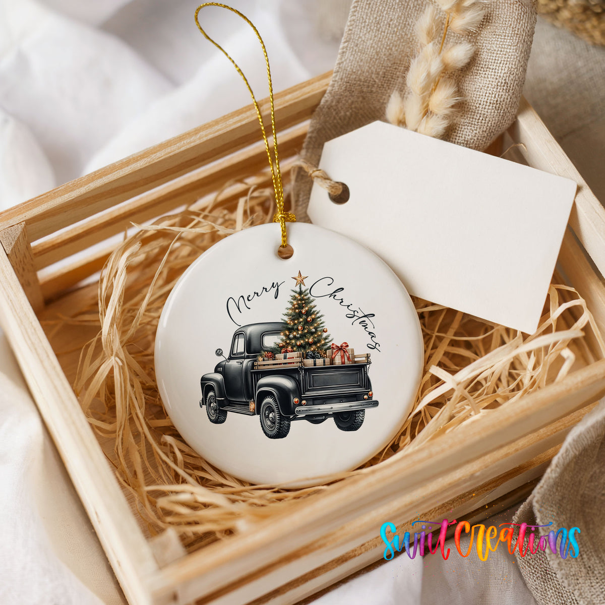 Vintage Christmas Tree Truck Christmas ornament product photo