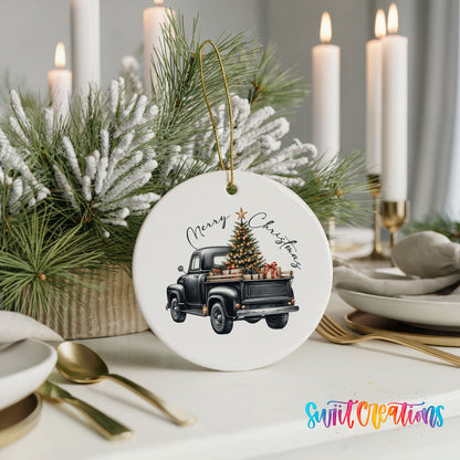 Vintage Christmas Tree Truck Christmas ornament product photo