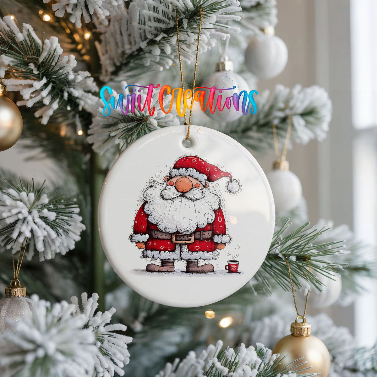 Santa with Christmas Presents Christmas ornament product photo