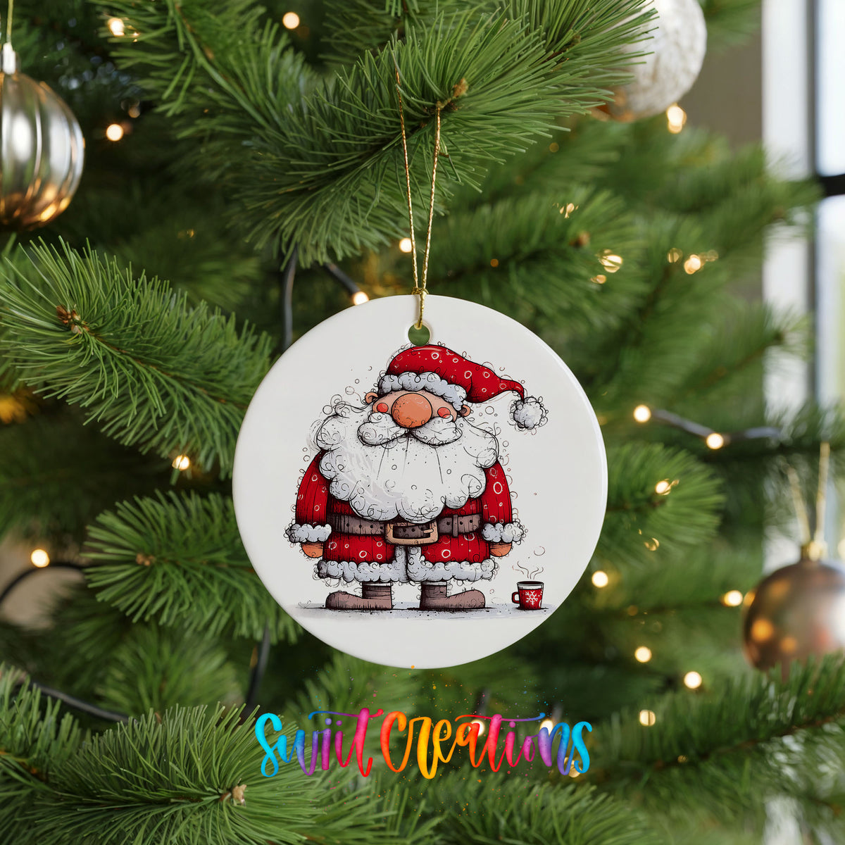 Santa with Christmas Presents Christmas ornament product photo